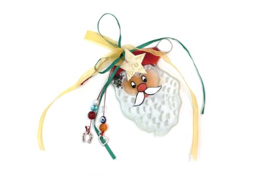 Christmas tree ornament Santa slumped glass decorating from the Winter 2014 collection by Iris Glass