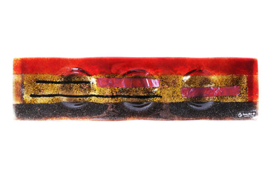 Red gold and black contemporary slumped glass candle holder from the Source of Pactolus collection by Iris Glass