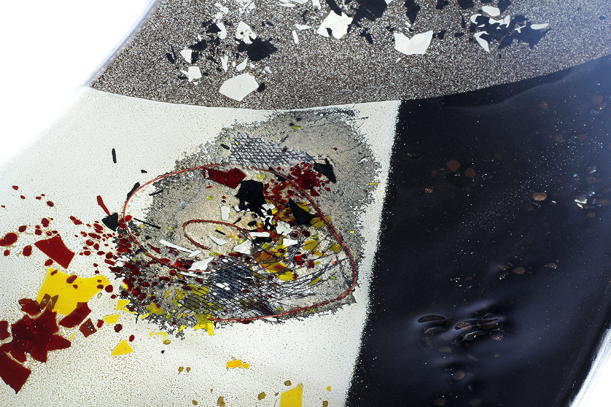 Black and white rectangular contemporary fused glass platter from the Zeus collection by Iris Glass