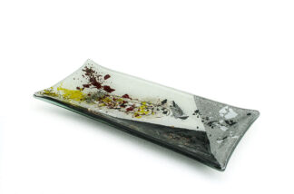 Black and white glass rectangular platter from Zeus collection