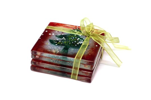 Christmas Square Glass Coasters (four)